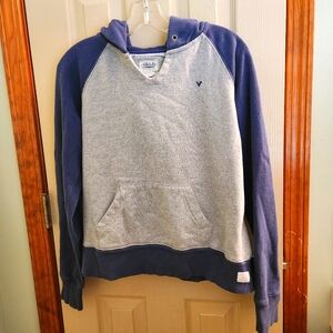 American Eagle Outfitters sportswear Navy & Grey hoodie sweatshirt sz L UNISEX
